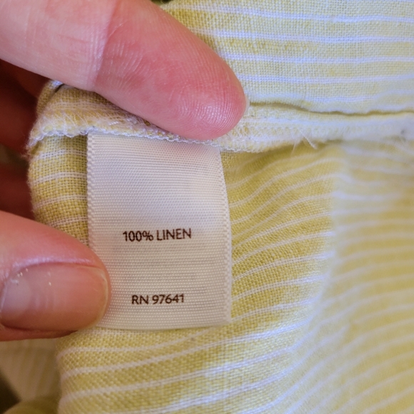 J.Jill 100% Linen Yellow Striped Lagenlook Blouse Popover Top Size S - Picture 7 of 8